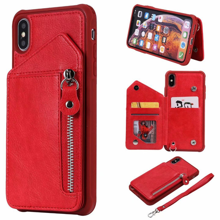 Zipper Wallet Case With Stand Tpu Anti-fall Shell