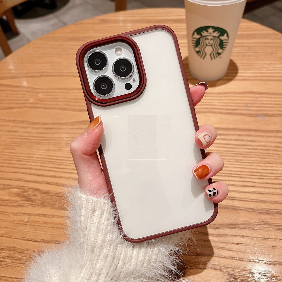 Nieuwe lens Anti-fall Skin Feeling Beschermende Cover Metal Phone Case