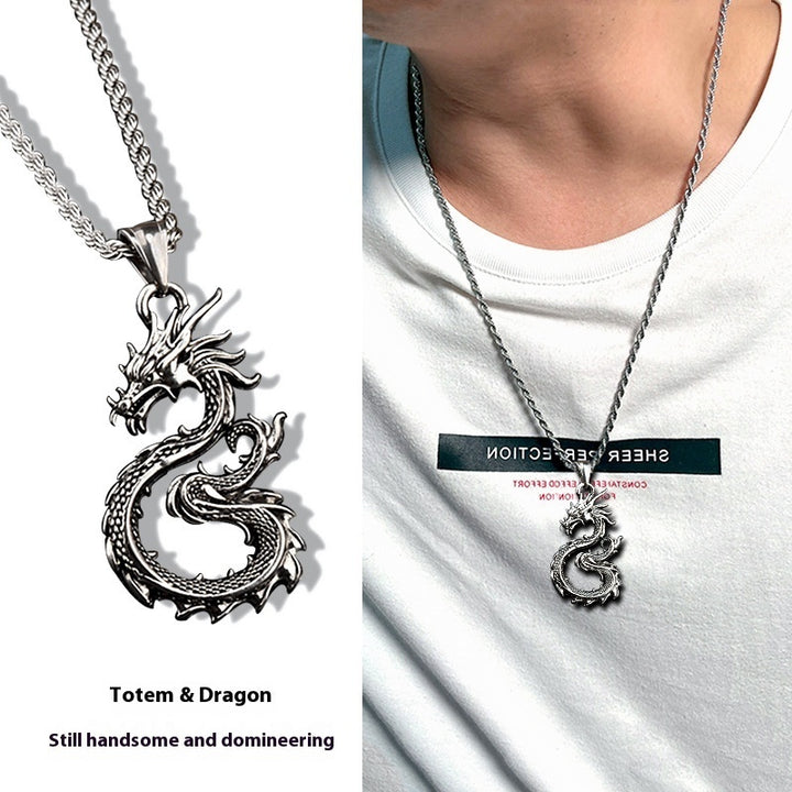 Collier de pendentif dragon sans griffe à huit caractères