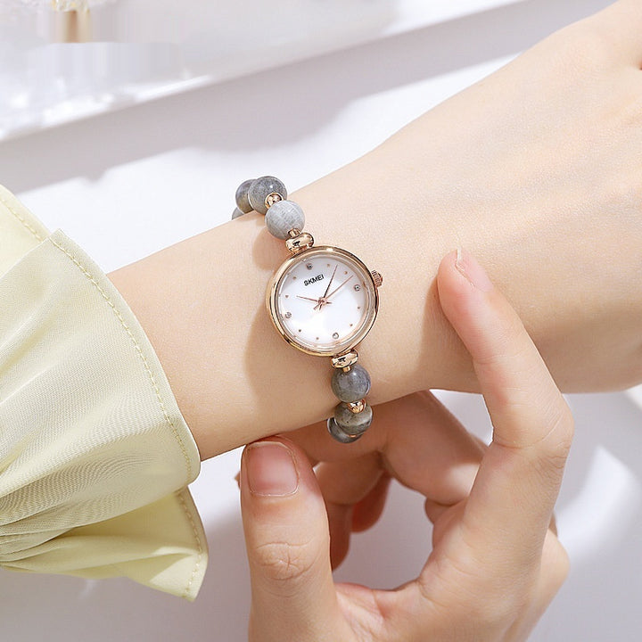 Modieuze all-match elegante dameskwarts Kijk Pearl Natural Stone Riem Bracelet Watch