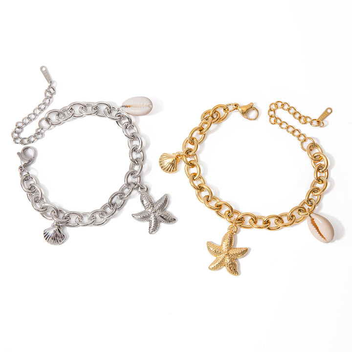 Stainless Steel Starfish Shell Conch Bracelet