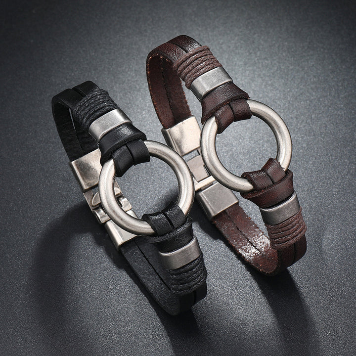 Fashion Men's Simple All-match Multi-layer Braided Leather Bracelet