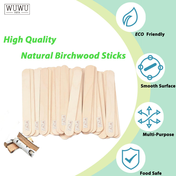 WUWUVISTA 60Pcs Disposable Wooden Hair Removal Stick Wooden Tongue Depressors Tattoo Waxing Spatula Stick For Beauty Tools