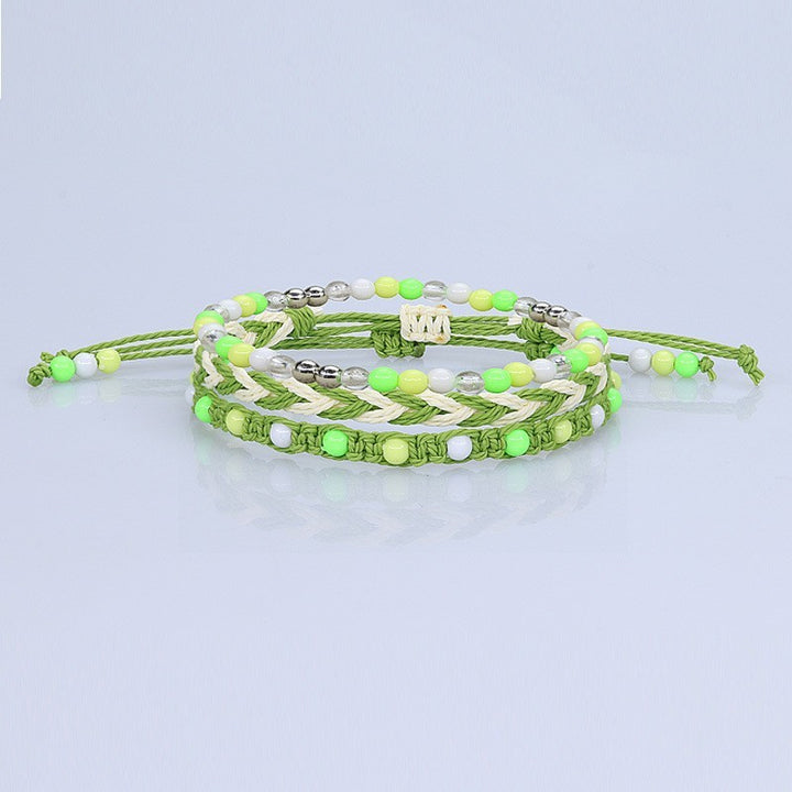 Three Piece Waterproof Wax Thread Woven Bracelet Set