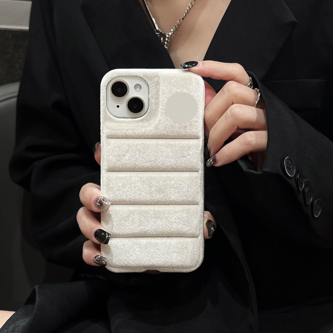 Drop-resistente vaste kleur down jas Gold Velvet Phone Case