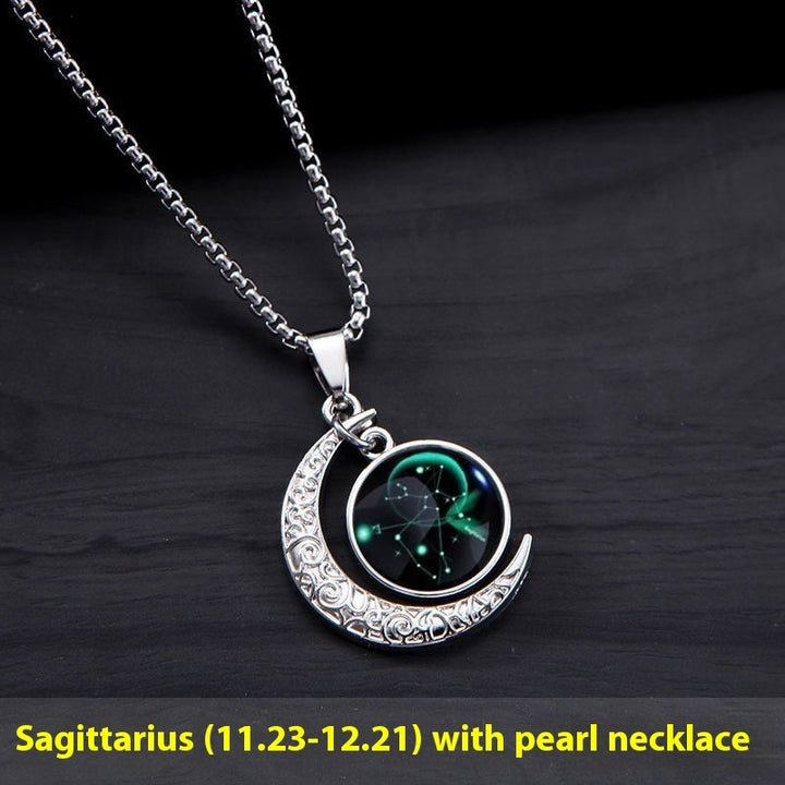 Titanium Steel Moon Pendant Twelve Constellations Necklace