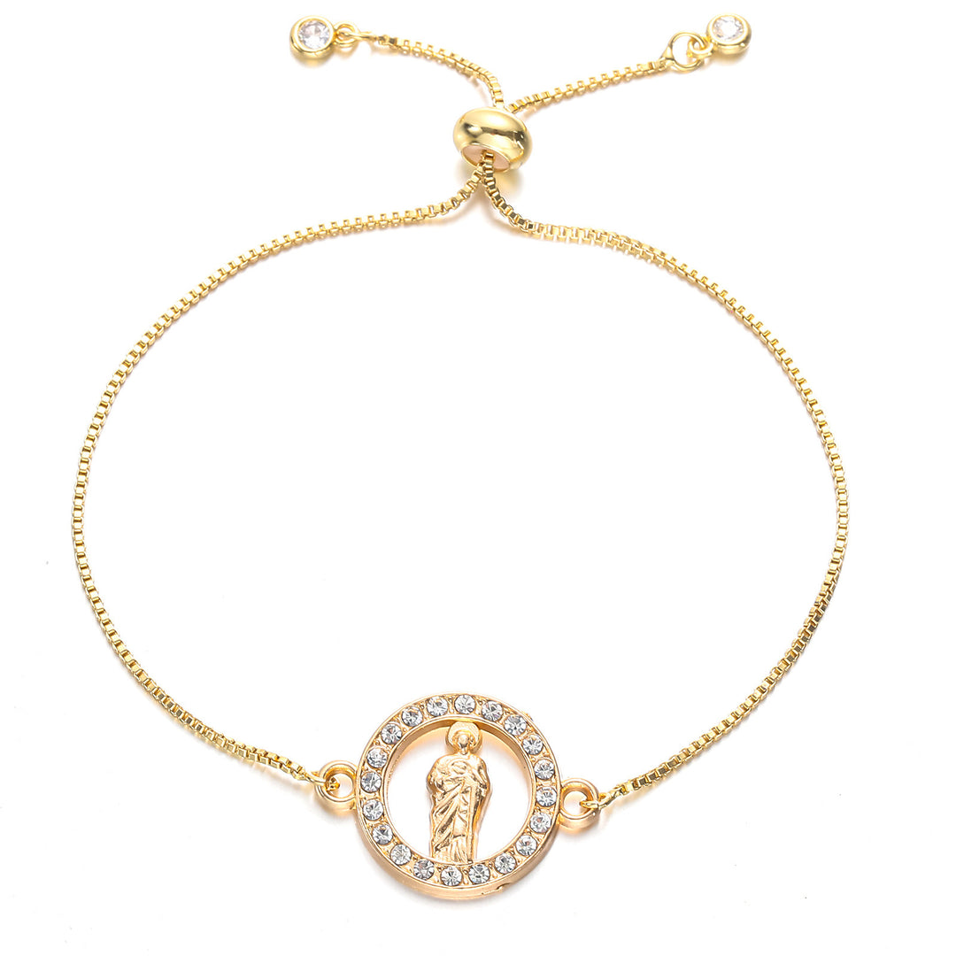 New Alloy Rhinestone Virgin Mary Pull-out Bracelet