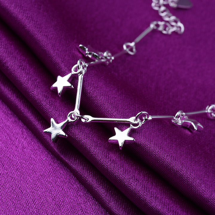 Women's Silver Anklet Bamboo Star Five-pointed Star Silver-plated Bracelet