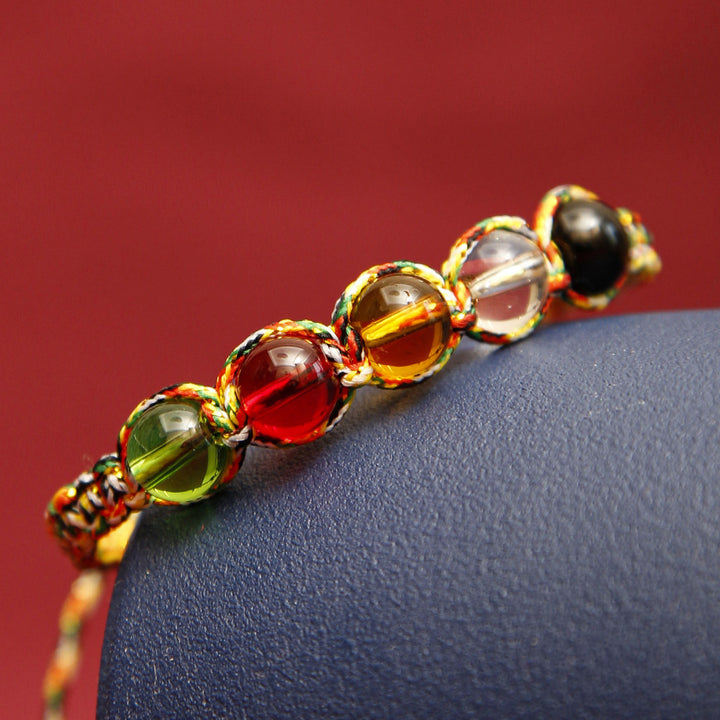 Fünf-Farben-Saitenarmband Buntes Seil fünf Perlen Farbe
