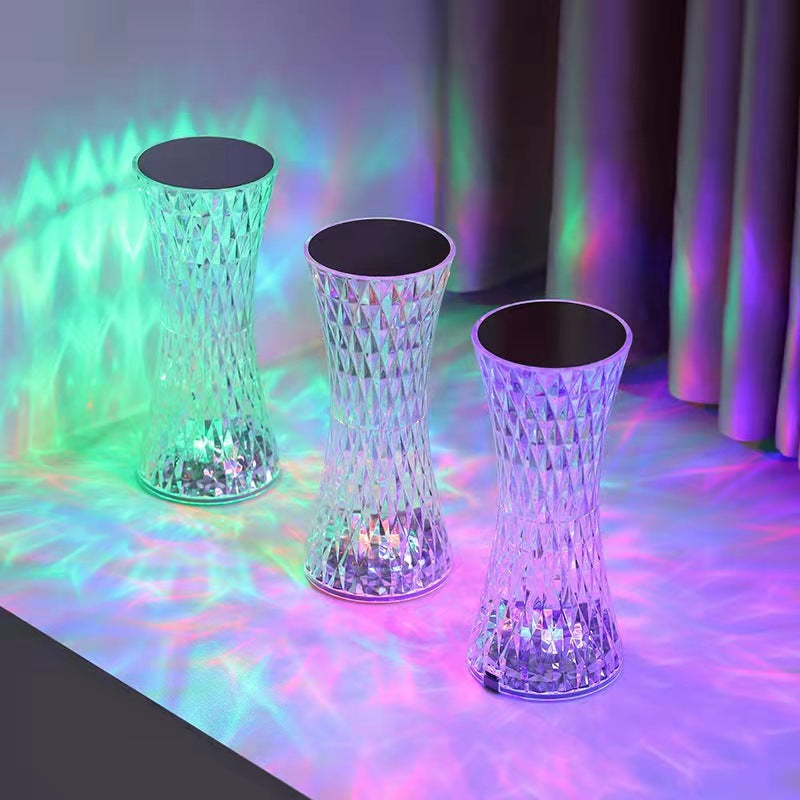 LED kristal şarj edilebilir yatak odası atmosfer masa lambası