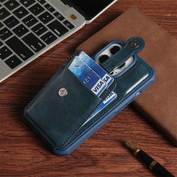 Bőrkártya flip állvány telefon tok borítója