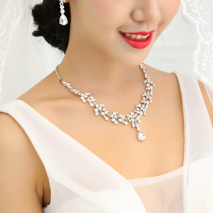 Women's Crystal Earrings Wedding Two Piece Set
