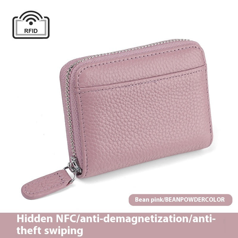 2024 RFID Genuine Leather Card Wallet Men Women Purse With Coin Pocket Zipper Credit Card Holder Small Wallets Bags