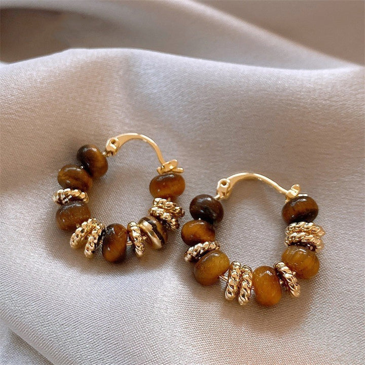 Boucles d'oreilles en perles carrées rétro d'automne pour femmes