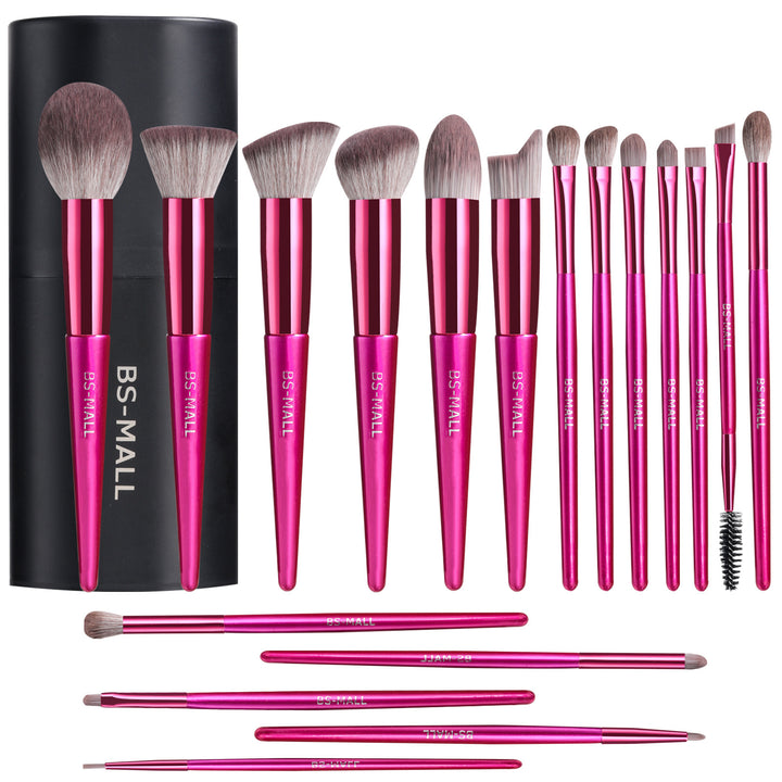 18 Brilliant Red Makeup Brushes Suit in Stock Logo-Free Beauty Tools Long Handle Makeup Borstes