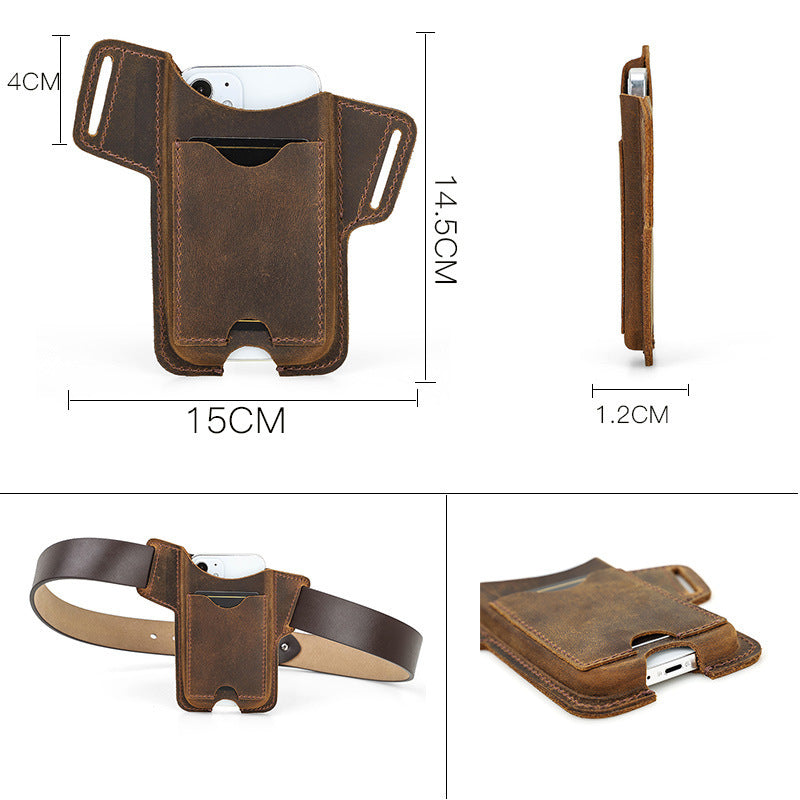 Compatible with Apple, Suitable for iPhone12 mobile phone protective cover Crazy Horse leather card belt mobile phone holster