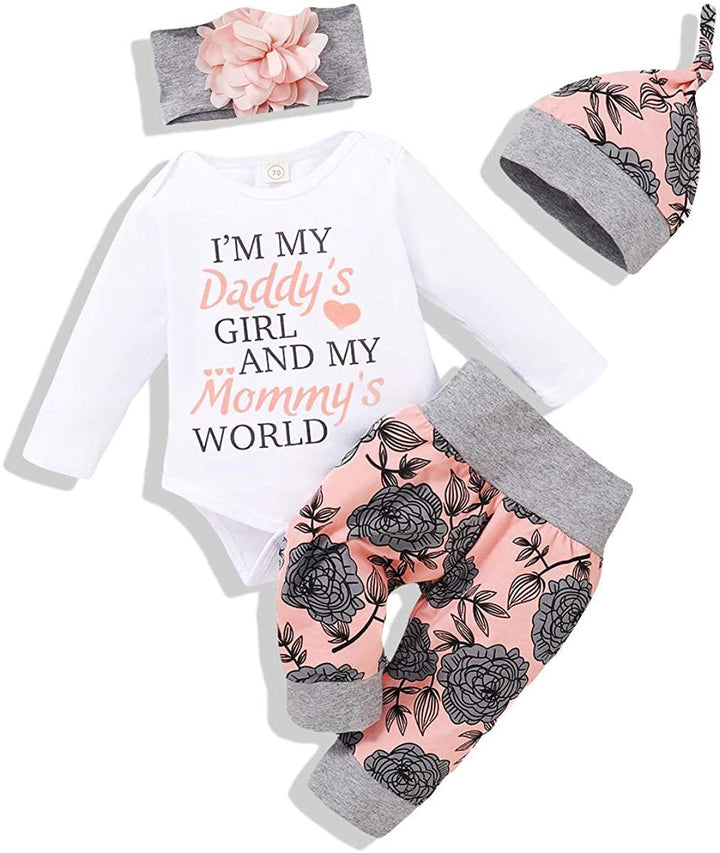 Nyfødt dress baby jente klær jumpsuit blomsterbukser søte
