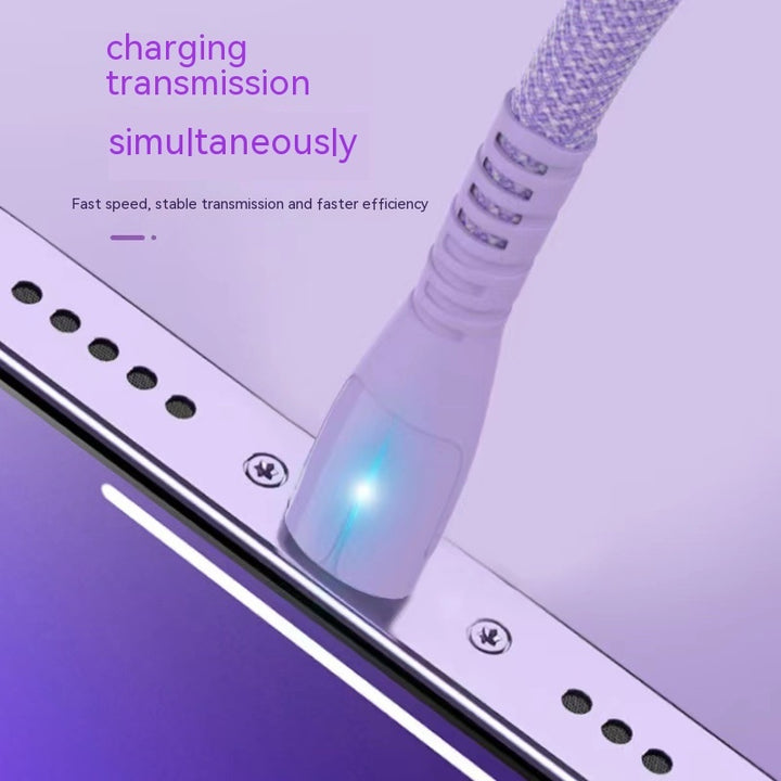 Quick Charge QC30 Latauskaapelin nylon punottu matkapuhelin USB -kaapeli ilmaisevalla valolla