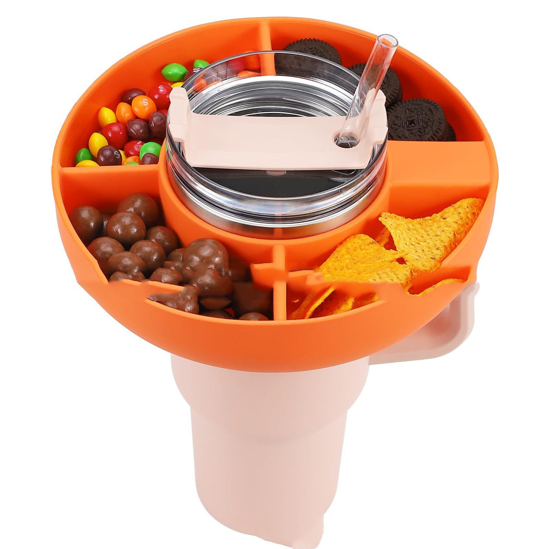 Siliconen snack voor cup 40 oz herbruikbare snackcontainer 4 compartiment snackschotels cup snack bowl cup houder voedsellade
