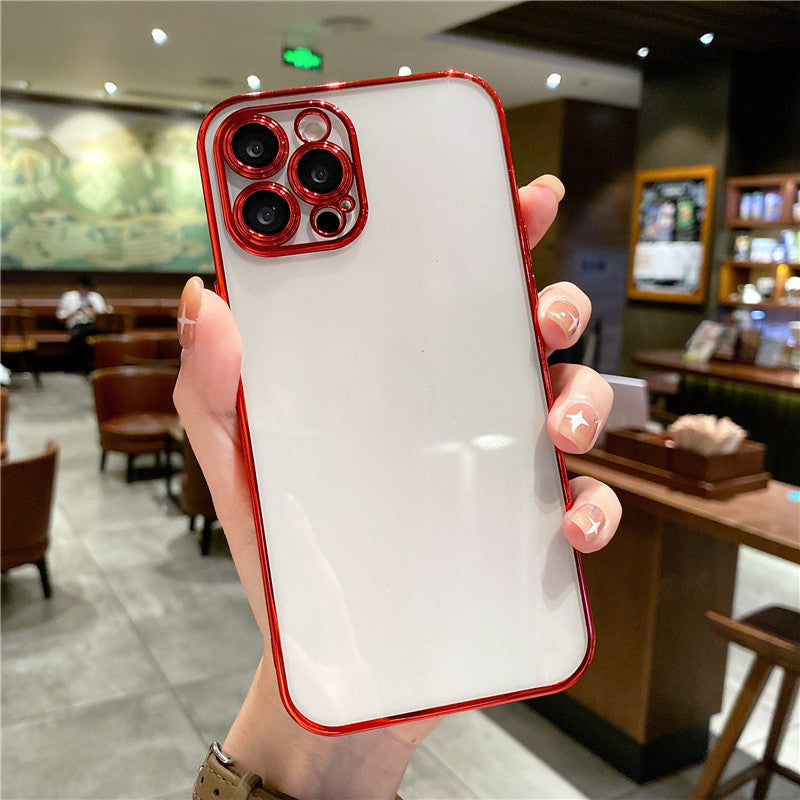 All-inclusive Electroplating Transparent TPU Comes With Lens Protector Phone Case