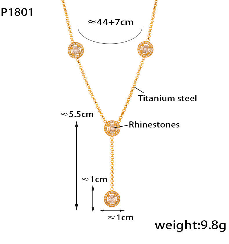 Collier de chaîne circulaire de diamant cloutée à glands simples et longs