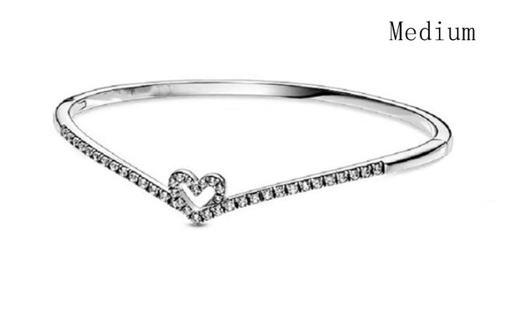 Nowy produkt Love Heart Diamond Sterling Srebrna bransoletka