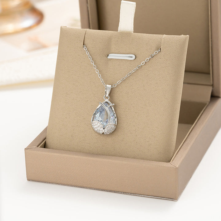 Collier en acier en titane en tulipe simple Zircon Full Diamond Pendant