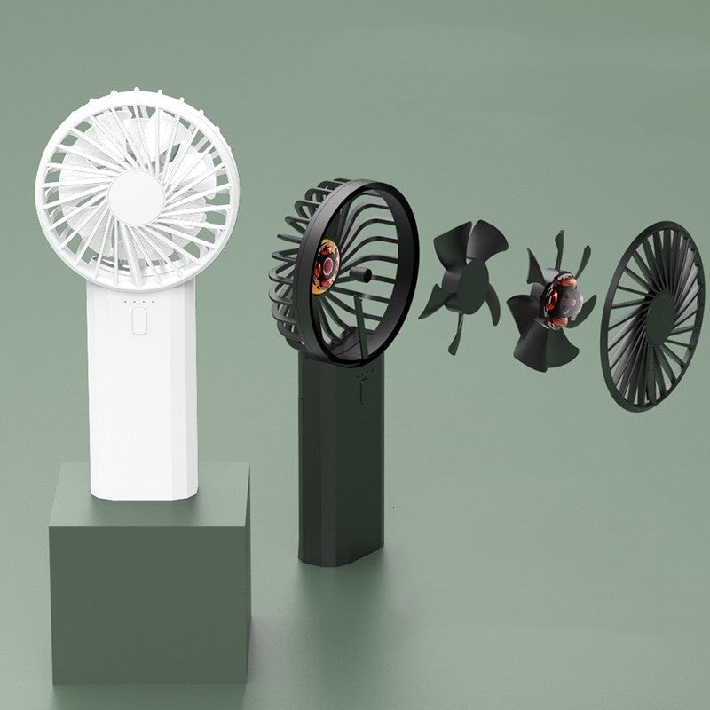 Új többfunkciós hordozható ventilátor, hallgatói kézi ventilátor, USB rajongó, dupla ventilátor penge töltő kincs ventilátor