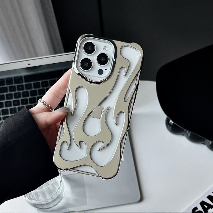 Electroplating Hollow Heat Dissipation Phone Case Flame Pattern High-grade Soft Shell