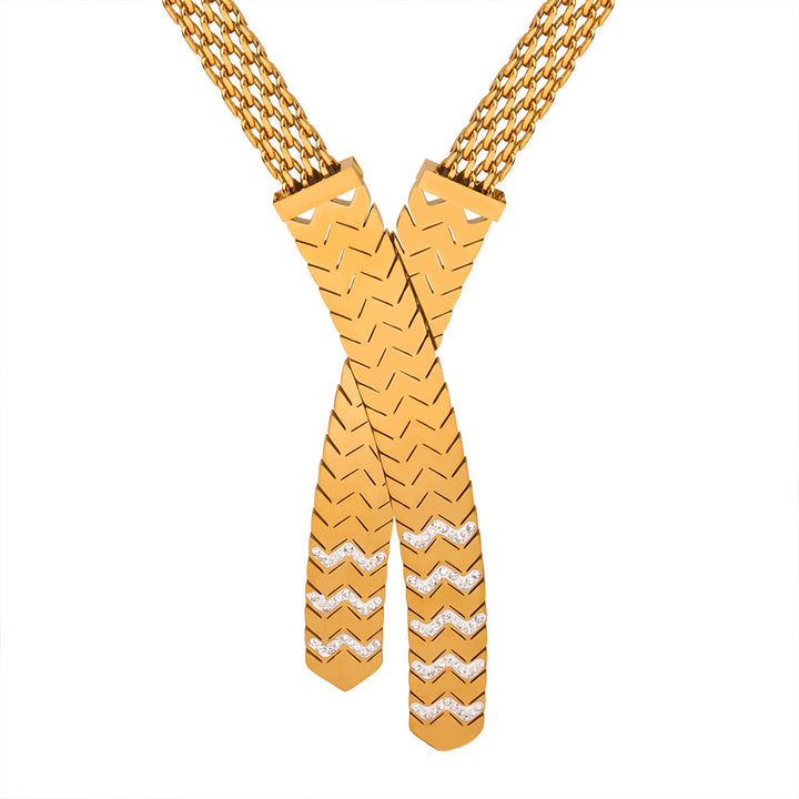 Mode Titaniumstahl 18K Goldbeschichtung Diamantkreuz Anhänger Halskette