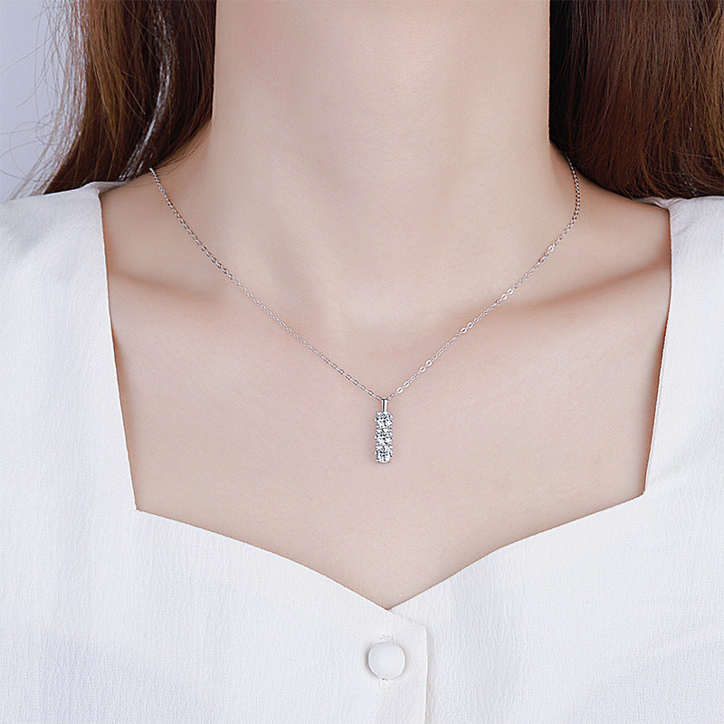 Moissanite teljes gyémánt nyaklánc női egyszerű