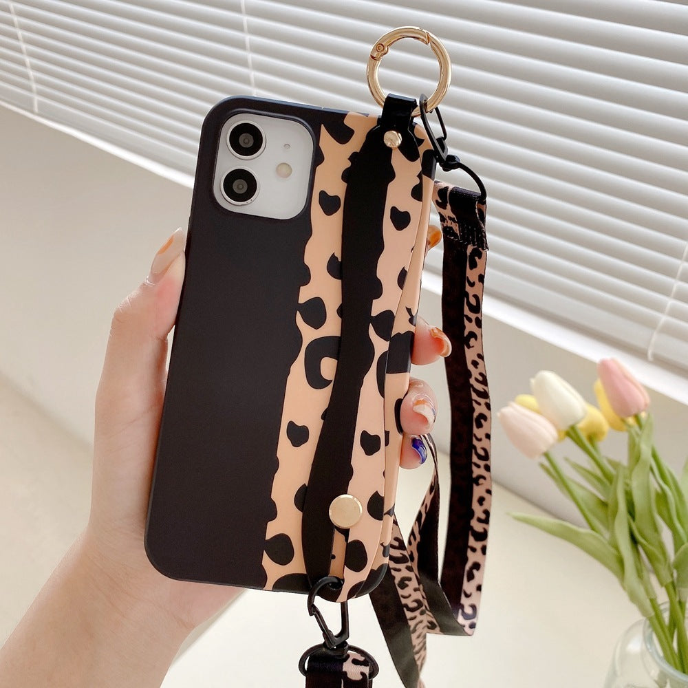 Leopard Print Wristband With The Same Lanyard Phone Case