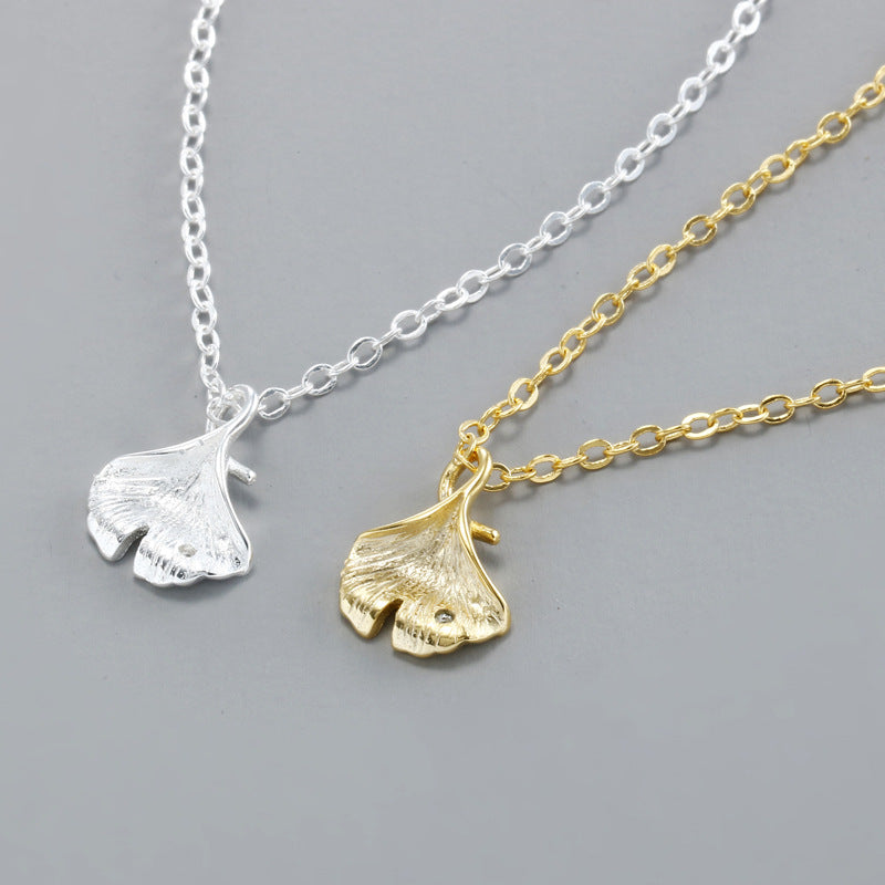 925 Collier de feuilles de ginkgo en argent sterling