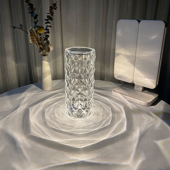 Pohjoinen kristallilamppu USB -pöytävalaisimet Makuuhuoneen kosketus himmentävät ilmakehän timantti yövalo ruusuprojektorin lamppu sisustus
