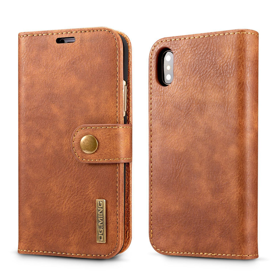 Cowhide Two-fold Split Adsorption Mobile Phone Leather Case