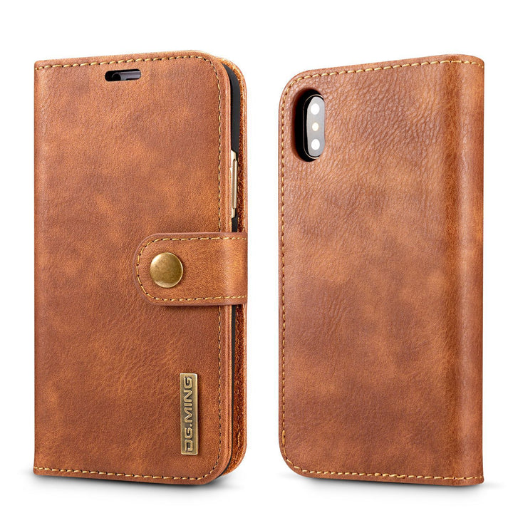 Cowhide Two-fold Split Adsorption Mobile Phone Leather Case