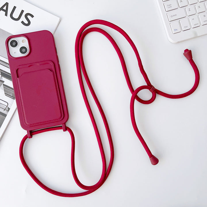 Geïntegreerde kaarthouder kruislichaam lanyard telefoonhoesje siliconen kleur beschermend cover