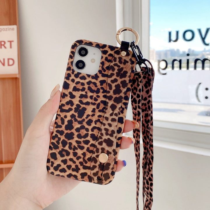 Pulsera de impresión de leopardo con la misma caja de teléfono de cordón