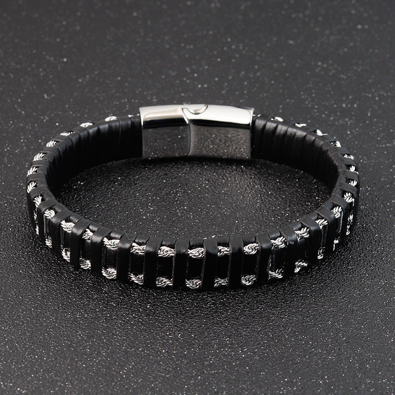Leather bracelet hand-woven bracelet
