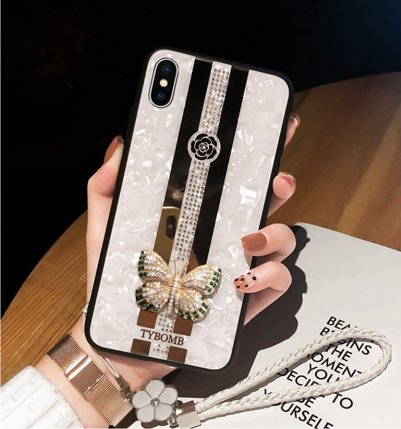 Compatible avec pomme, boîtier iPhone à miroir de papillon de diamant de luxe