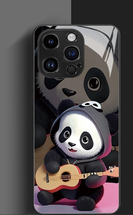 Panda Téléphone Couette mignon Carton National Treasure Glass Hard Hard