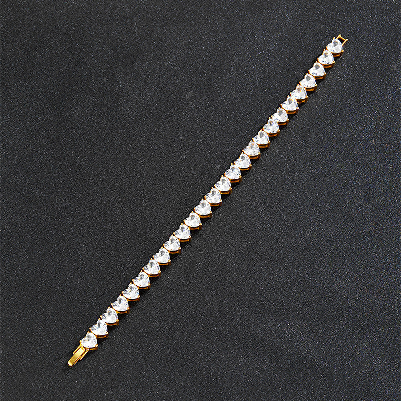 Любящее сердце Циркон теннисная цепь хип-хоп сплав с бриллиантовым ожерельем
