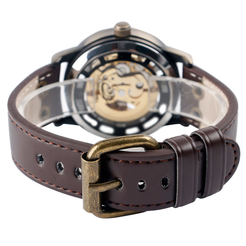 Shenhua Men's Fashion Hollowed Retro Automatic mécanique Automatique