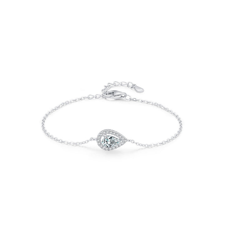 S925 Sterling Silver Drop-Shaped Simulated Diamond Armband