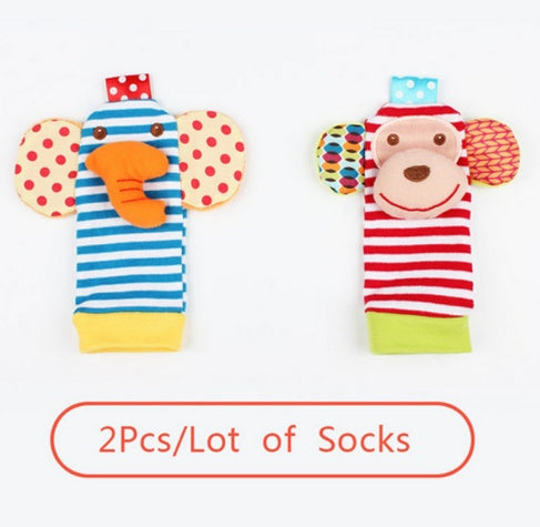 0-12 Monate weiche Tier Rassle Säugling Neugeborene Plüsch Socken Baby Spielzeug Handgelenksgurt Baby Fuß Socken
