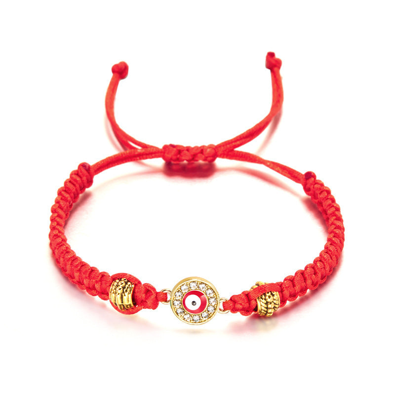 Fashion Retro Diamonds Eyes Woven Bracelet