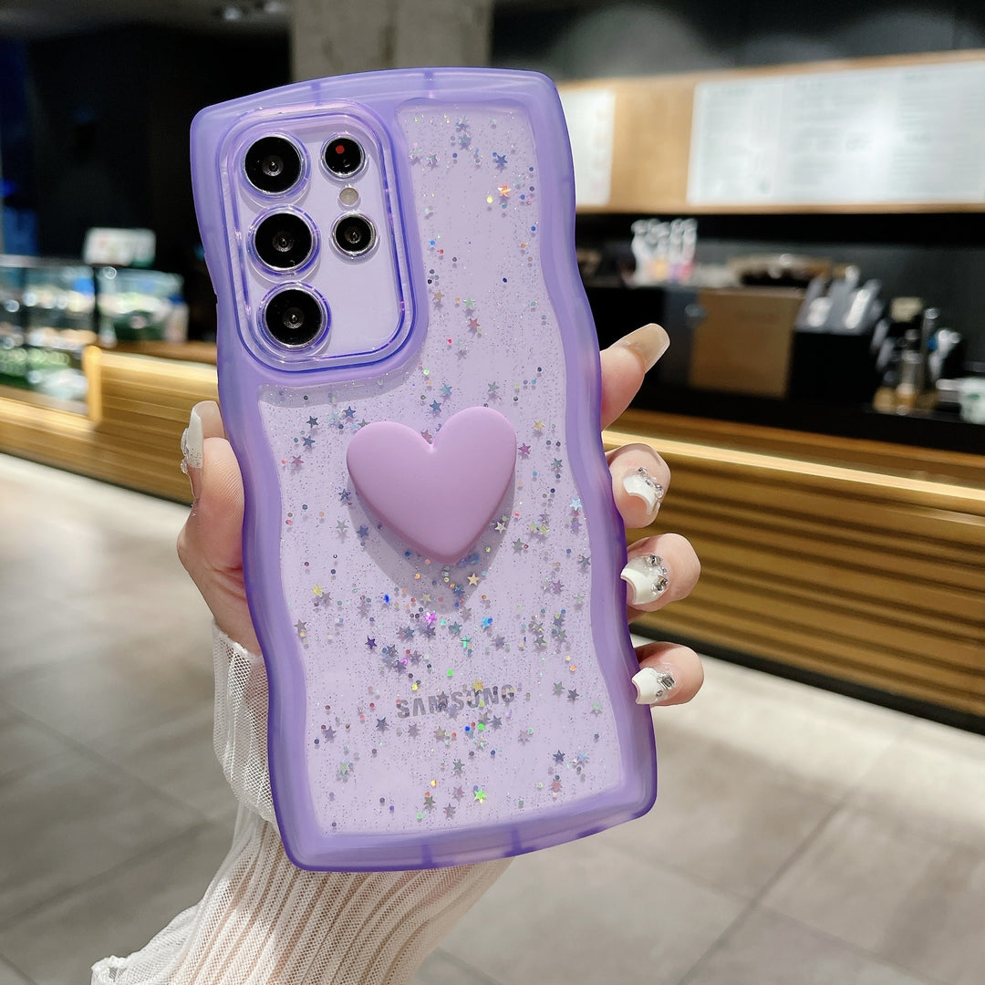 Love Drop Adhesive Transparent Wave Pattern Phone Case