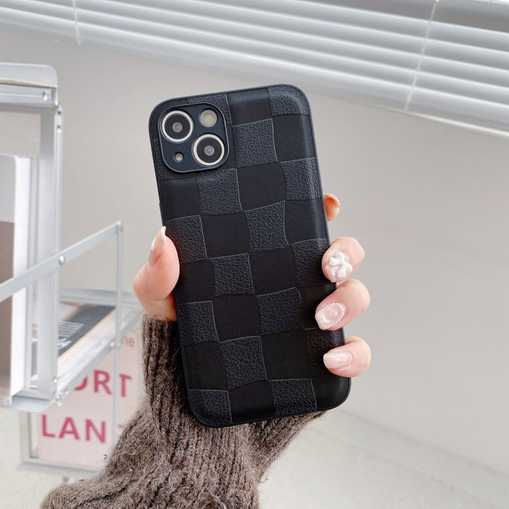 Chessboard Plaid Leather Pattern Phone Case Drop-resistent beskyttelsesdeksel