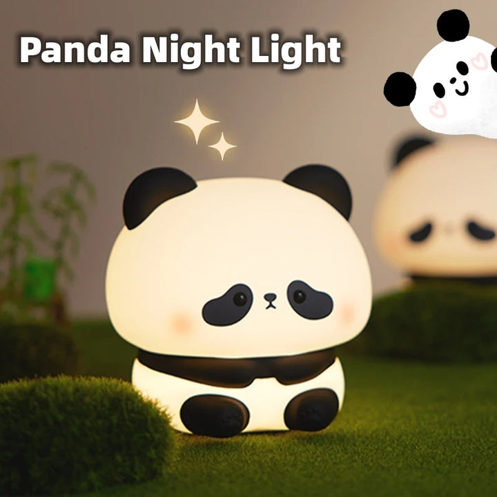Panda LED Night Light Cute Silicone Night Light USB Rechargeable Touch Touch Lampe Night Chadow Timing Lampe Decoration Children's Gift Home Decor