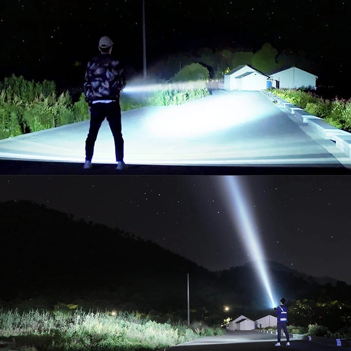 Силна фенерче фокусираща светодиодна светкавична светлина Акумулаторна супер ярка LED на открито ксенонова лампа Xenon